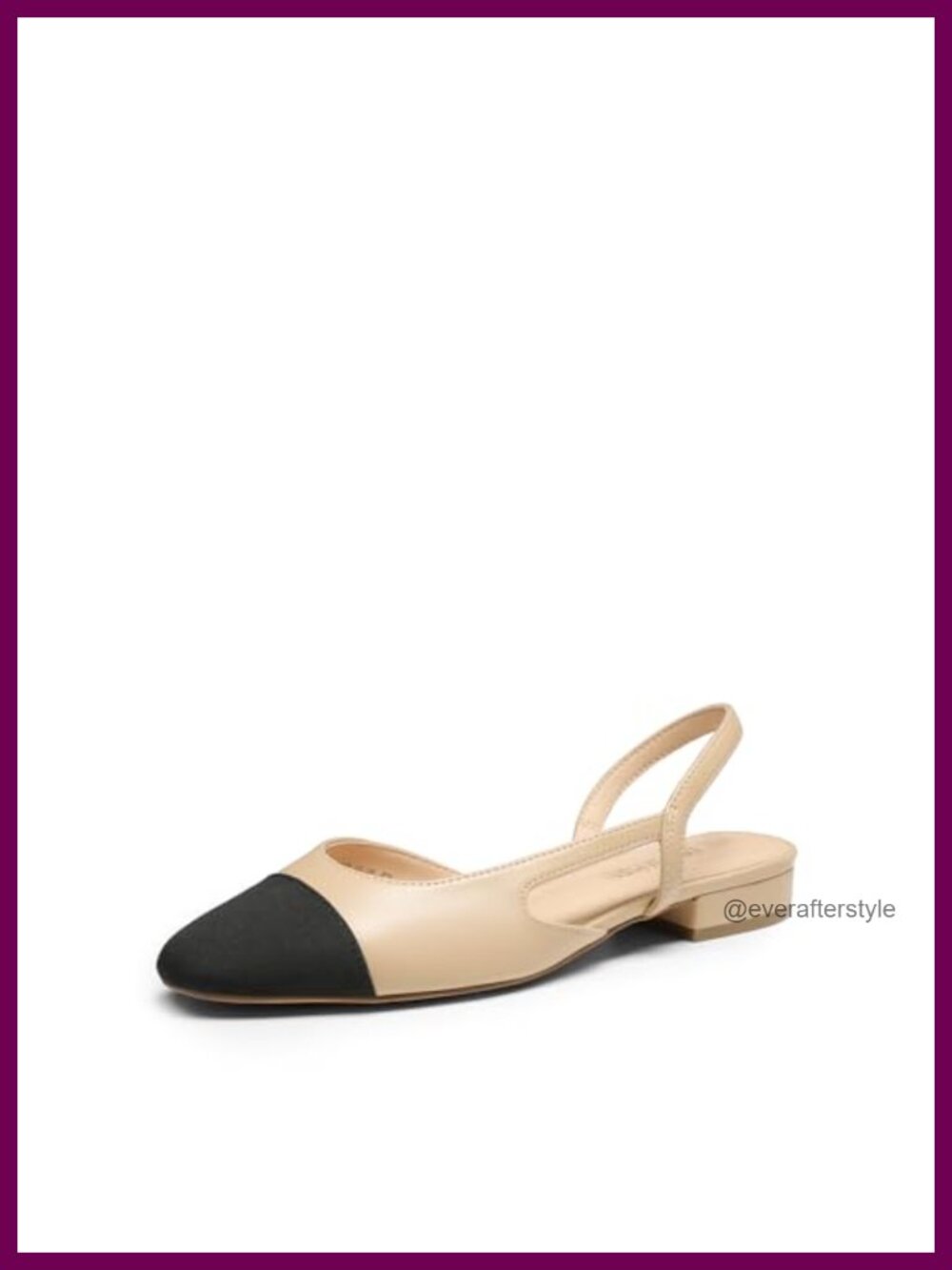 Women's Faux Leather Slingback Ballet Flats Low Block Heel